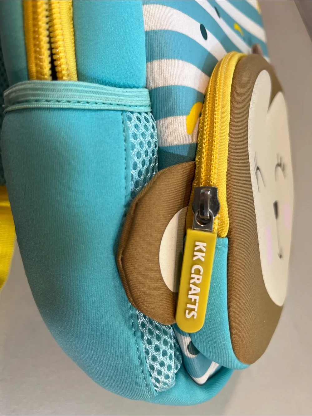 Kids Cute Monkey Backpack in Turquoise and Yellow
